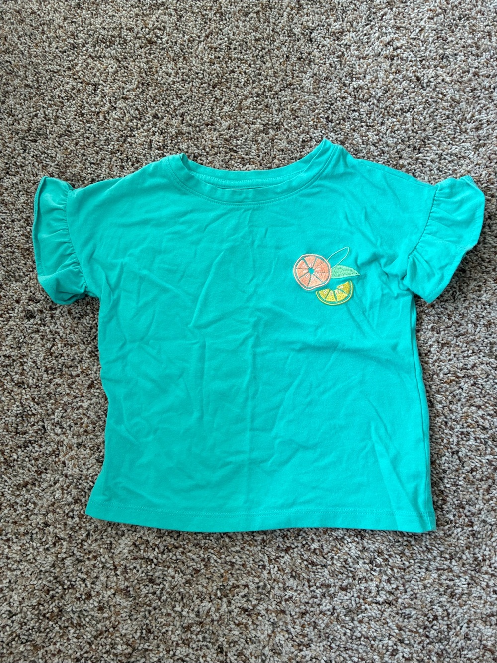 Cat & Jack Teal Short Sleeve Top with Citrus Patch